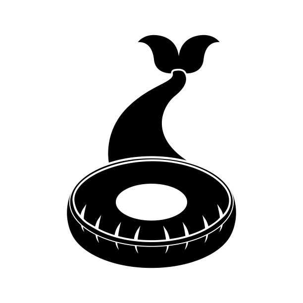 孤立的游泳池浮动与美人鱼的尾巴图标图片下载