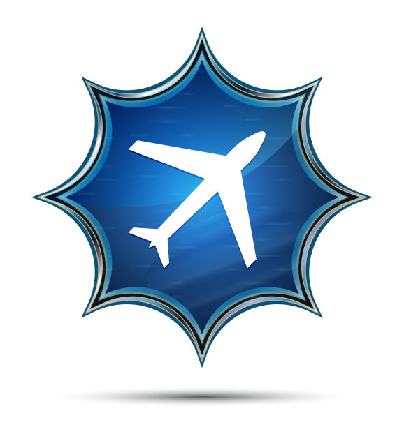 飞机图标魔法玻璃太阳爆发蓝色按钮图片下载