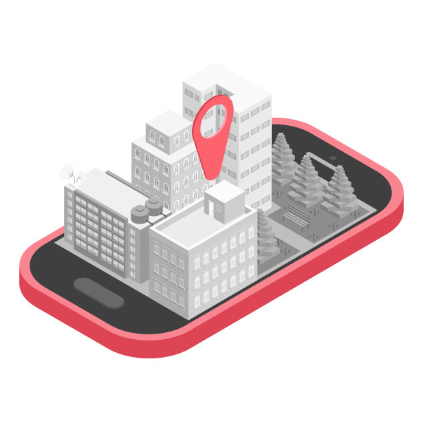 等距电话城市地理定位概念向量图片下载