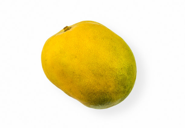单个未成熟的热带芒果孤立在白色背景上图片下载