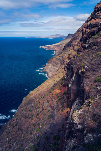 Tamadaba自然公园鸟瞰图的悬崖和海洋。照片拍摄于米拉多德尔巴尔康图片下载
