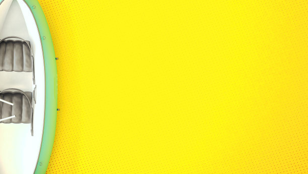 橙色背景上的充气橡皮艇图片下载