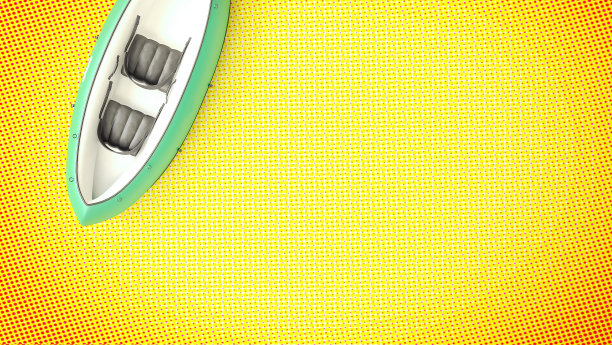 橙色背景上的充气橡皮艇图片下载