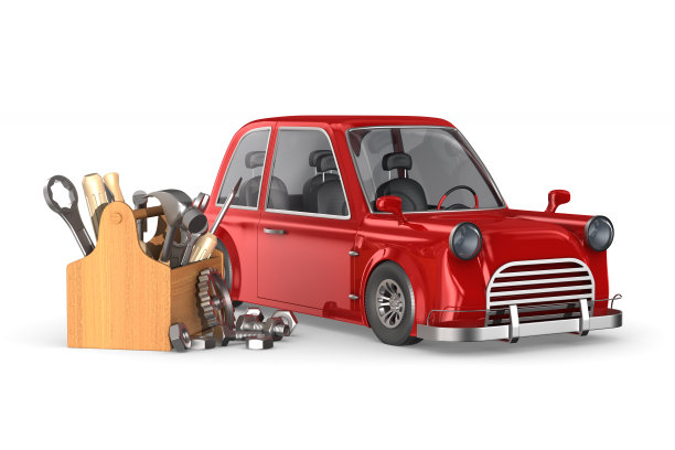 白色背景上的汽车服务。孤立的3 d演示图片下载
