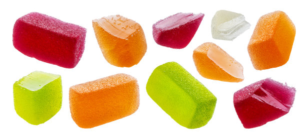 果胶，果酱糖果孤立在白色的背景图片下载