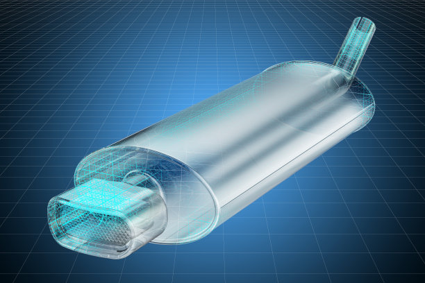 汽车排气管三维可视化cad模型，图纸。三维渲染图片下载
