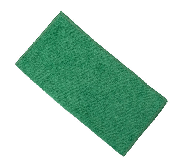 折叠的绿色超细纤维清洁布在白色的背景上图片下载