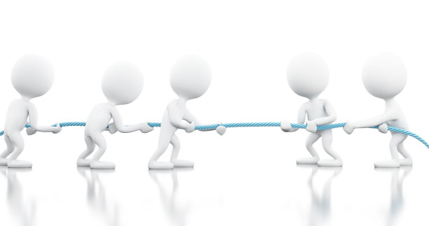 3d白人商人拉着绳子图片下载