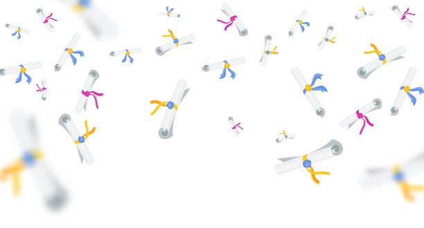 飞行毕业生帽和文凭上的白色背景。图片下载