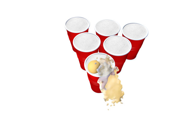 红色塑料派对杯，孤立在背景中。三维演示图片下载