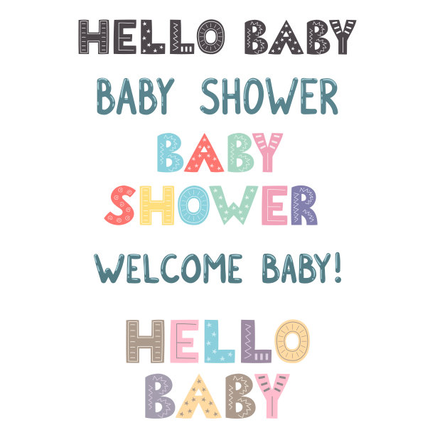 婴儿淋浴手绘字母收集图片下载