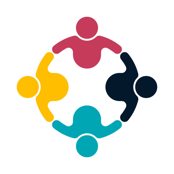 群人标志握手成圈，团队合作标志。矢量插画家图片下载