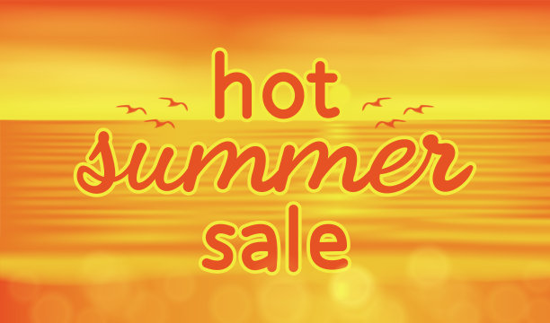 炎热的夏季销售旗帜，矢量日出的海上夏季景观图片下载