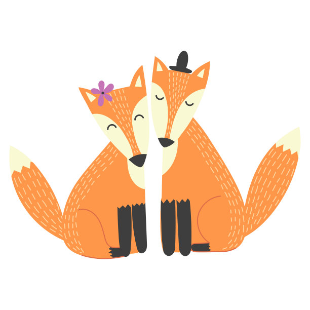 狐狸偶孤立元素图片下载