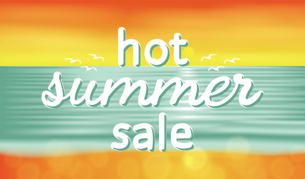 炎热的夏季销售旗帜，矢量日出的海上夏季景观图片下载