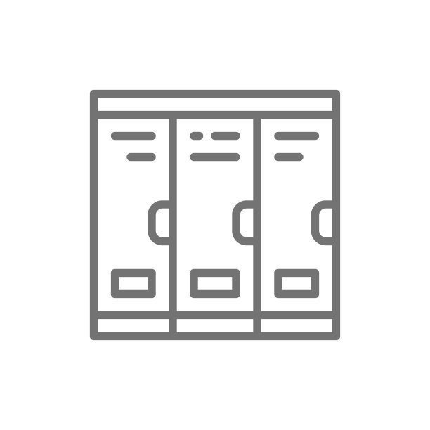 橱柜，学校储物柜，更衣室线图标。图片下载