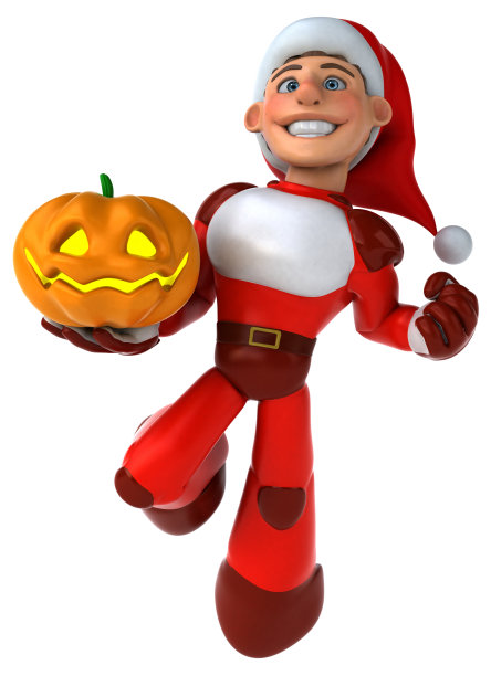 有趣的超级圣诞老人- 3D插图图片下载