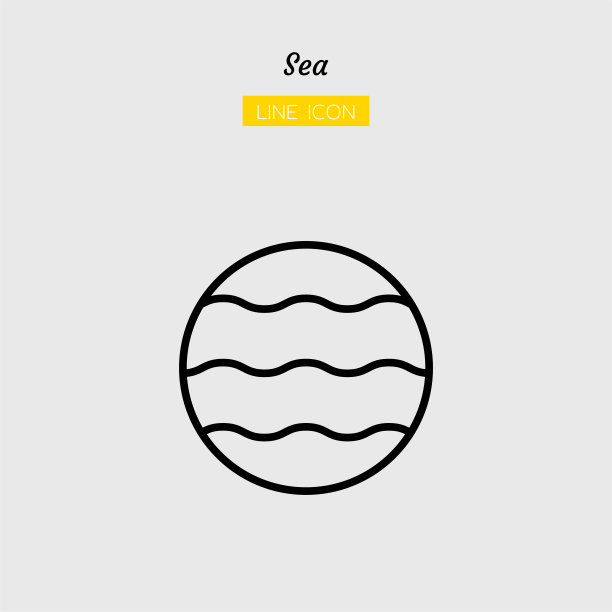 线条图标符号，海浪景观圆形自然抽象，孤立的平面轮廓矢量设计图片下载
