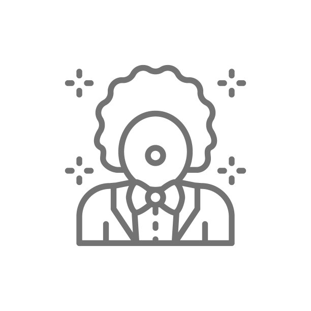 马戏团小丑动画师直线图标图片下载