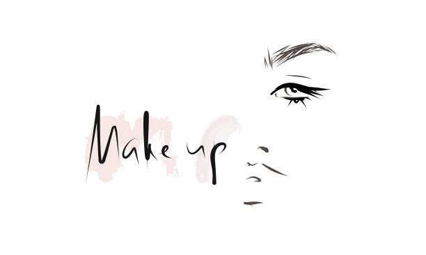 美丽年轻女子的面容，时尚素描。矢量模板为美容行业，化妆图片下载