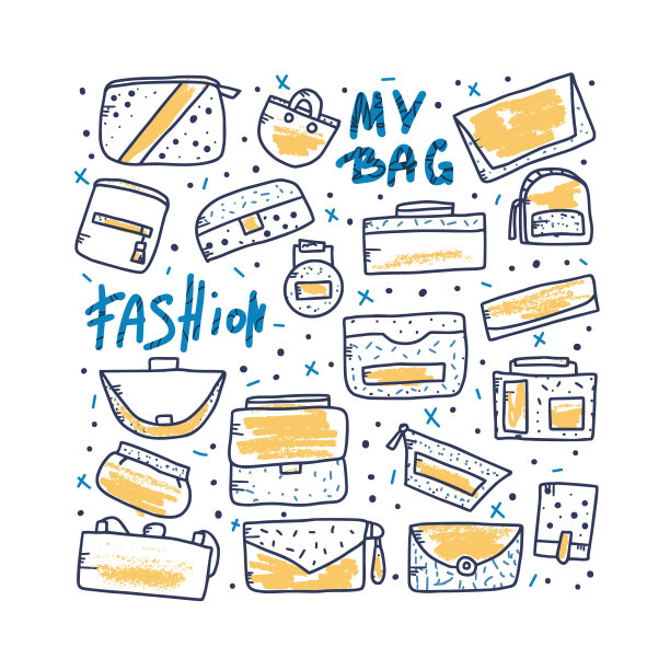 一套手提包。矢量设计说明。图片下载