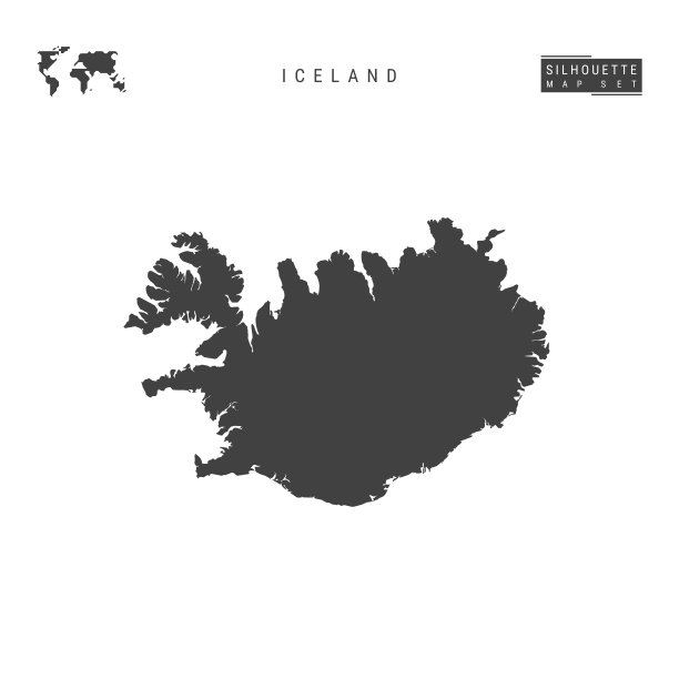 冰岛矢量地图孤立的白色背景。冰岛的高详细的黑色剪影地图图片下载