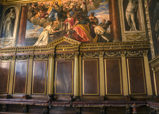 威尼斯。总督的宫殿，学院的大厅图片下载