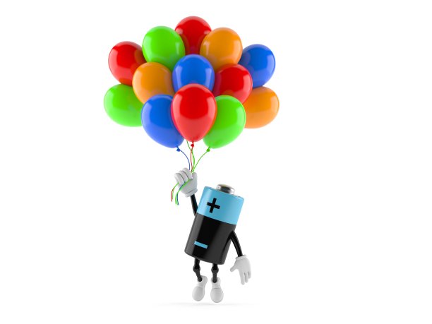 电池人物与气球飞行图片下载