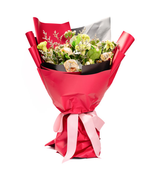 一束凋谢的花在白色的修剪路径图片下载