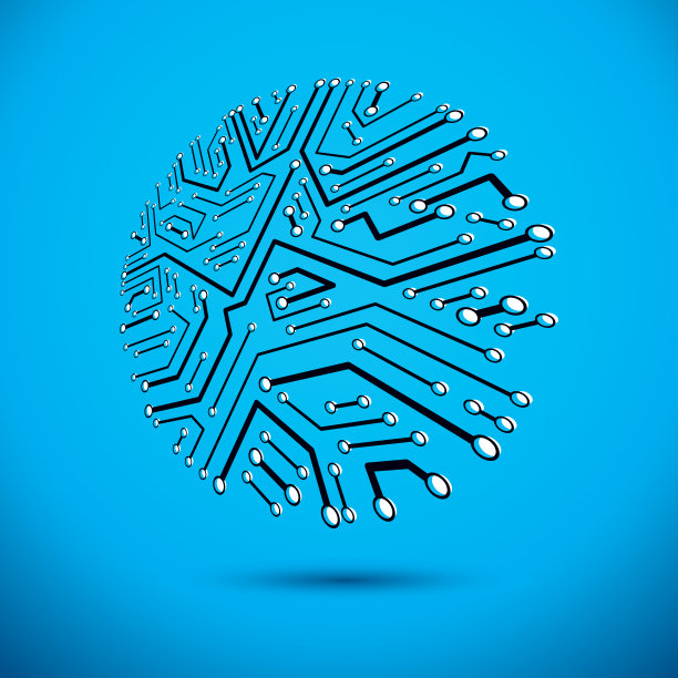 围绕控制论元素的技术交流。电路板矢量抽象插图。图片下载