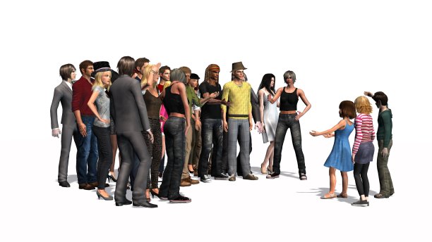 孩子们在与一群人交谈图片下载