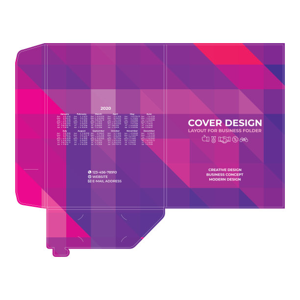 封面设计在抽象几何风格，多边形背景宣传册，目录，横幅。2020年的日历图片下载