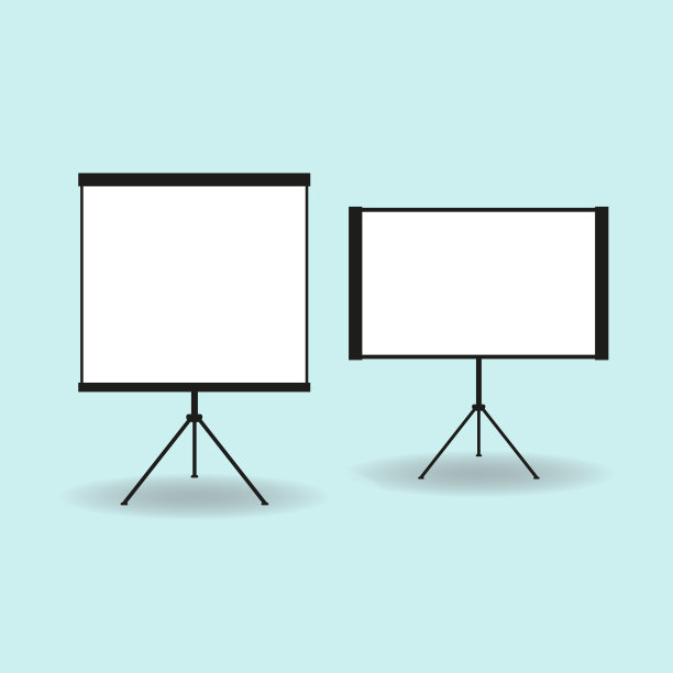 投影屏幕或板演示平面图标设置。矢量插图。图片下载