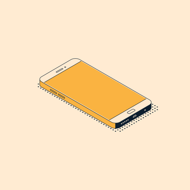 等距手机在时尚的平面风格与纹理阴影躺在表面。图片下载