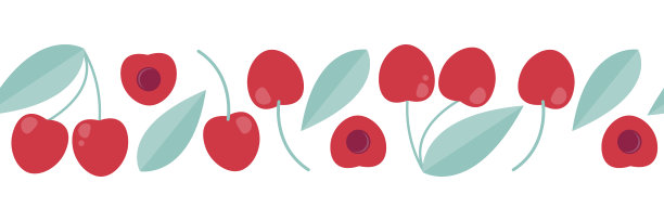 樱桃横幅印刷。矢量装饰装饰在平面风格图片下载