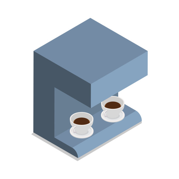 两杯咖啡的自动咖啡机图片下载