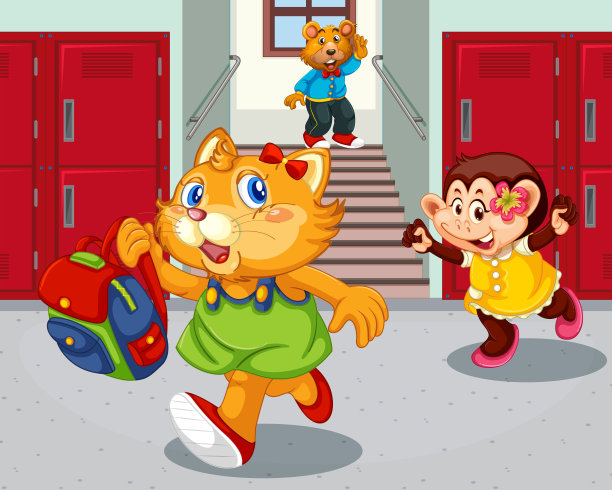 学生在学校走廊里图片下载