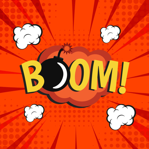 卡通炸弹背景和爆炸光矢量-插图图片下载