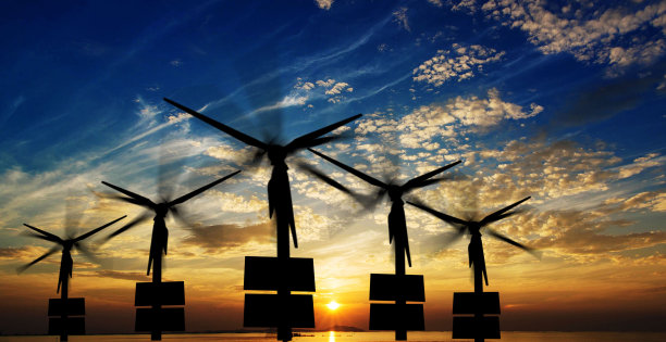 影子风力涡轮机，太阳能系统，senphlangngan为世界技术。图片下载