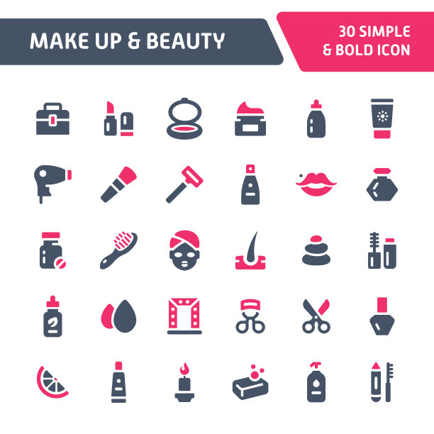 化妆&美容矢量图标设置。图片下载