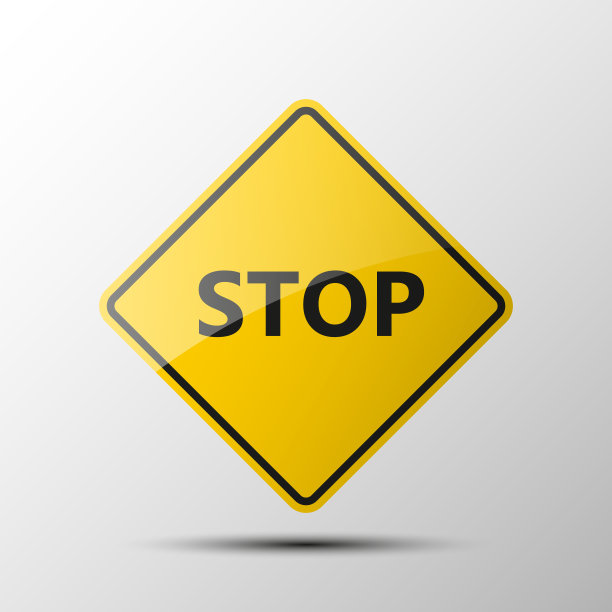 黄色菱形路标与黑色边框和图像停止在白色背景。插图。不戒烟的运动图片下载