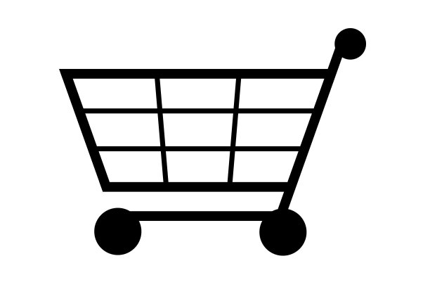 一个购物推车图标孤立在白色与剪切路径图片下载