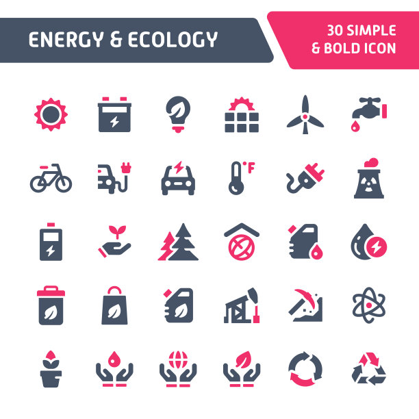 能量和生态矢量图标设置。图片下载