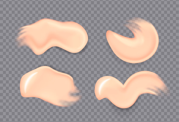 逼真的化妆膏涂抹。逼真的面霜滴洒护肤新鲜保湿产品乳液涂抹皮肤凝胶分离载体套装图片下载