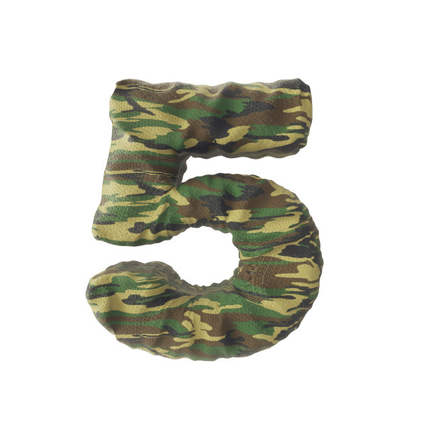 伪装军队数字，3D渲染孤立的白色背景图片下载