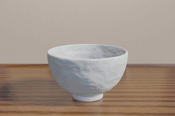 木桌上的日式白饭碗(空)图片下载