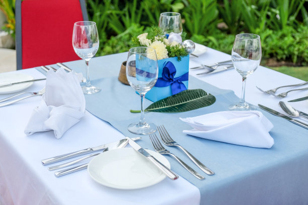 花园里的餐桌摆设图片下载