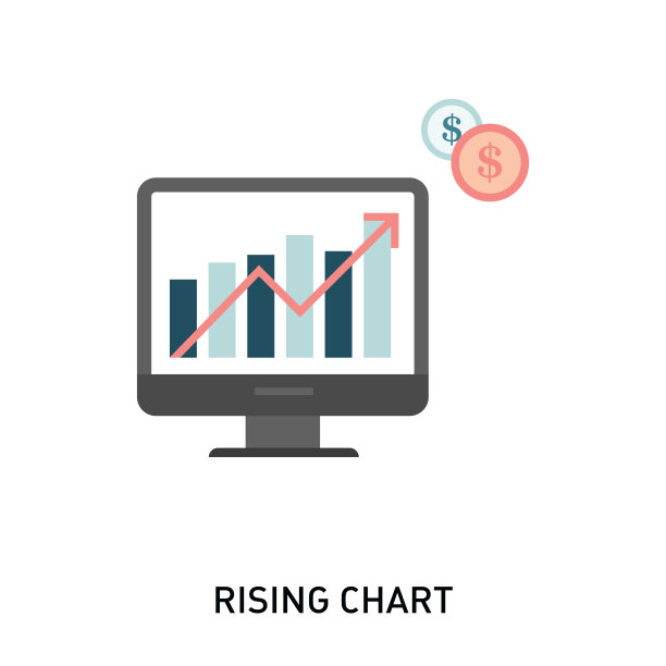 上升的图表图标。图片下载