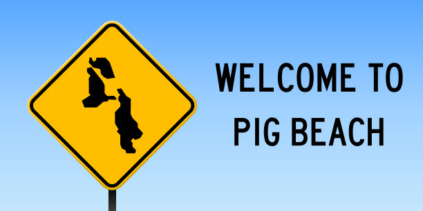 猪滩地图上的路标。图片下载