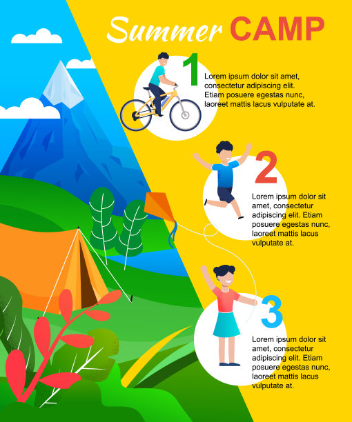 夏令营信息图与行动清单的孩子图片下载